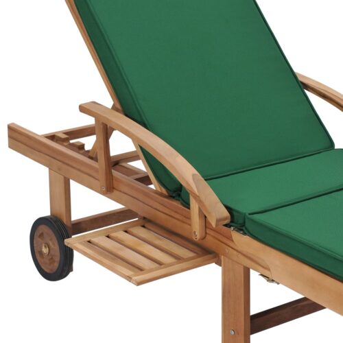 Sun Loungers with Cushions 2pcs Solid Teak Wood Green - Image 8