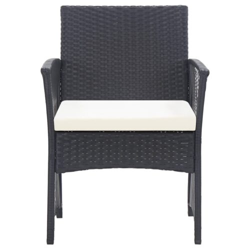 4-Piece Garden Lounge Set with Cushion Poly Rattan Wicker Outdoor Patio Furniture Black - Image 9