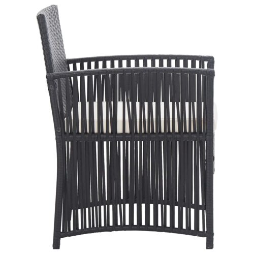 4-Piece Garden Lounge Set with Cushion Poly Rattan Wicker Outdoor Patio Furniture Black - Image 10