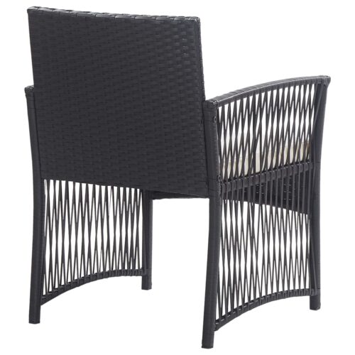 4-Piece Garden Lounge Set with Cushion Poly Rattan Wicker Outdoor Patio Furniture Black - Image 11