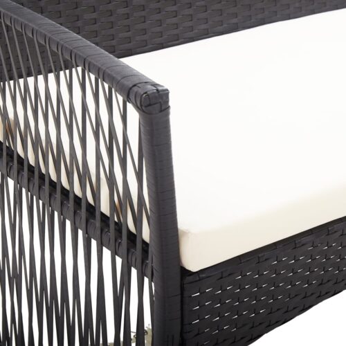 4-Piece Garden Lounge Set with Cushion Poly Rattan Wicker Outdoor Patio Furniture Black - Image 12