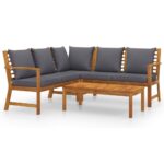 4-Piece Garden Lounge Set with Cushion Acacia Wood Timber Outdoor Patio Furniture
