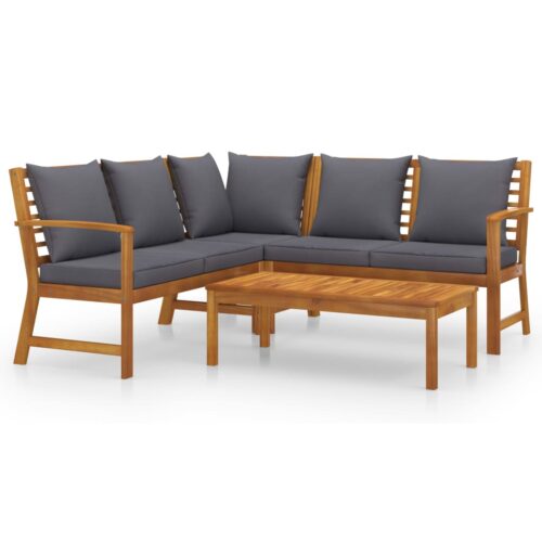 4-Piece Garden Lounge Set with Cushion Acacia Wood Timber Outdoor Patio Furniture