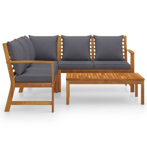 4-Piece Garden Lounge Set with Cushion Acacia Wood Timber Outdoor Patio Furniture - Image 3
