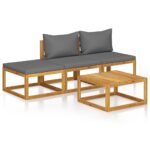 4-Piece Garden Lounge Set with Cushion Acacia Wood Timber Outdoor Patio Furniture
