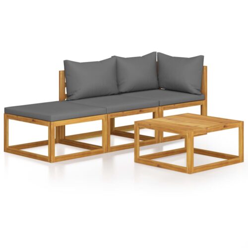 4-Piece Garden Lounge Set with Cushion Acacia Wood Timber Outdoor Patio Furniture