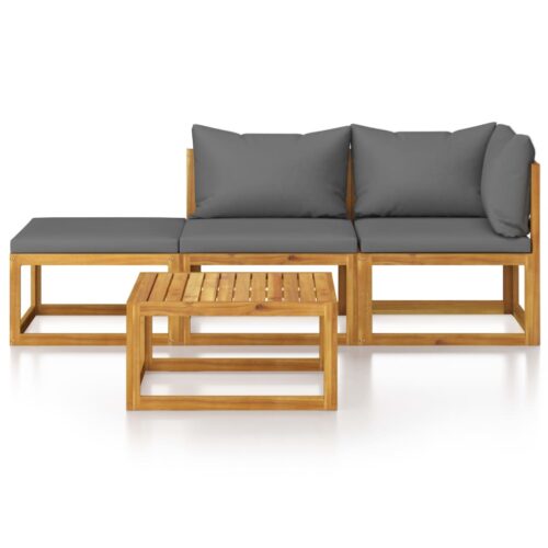 4-Piece Garden Lounge Set with Cushion Acacia Wood Timber Outdoor Patio Furniture - Image 3