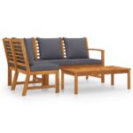 4-Piece Garden Lounge Set with Cushion Acacia Wood Timber Outdoor Patio Furniture