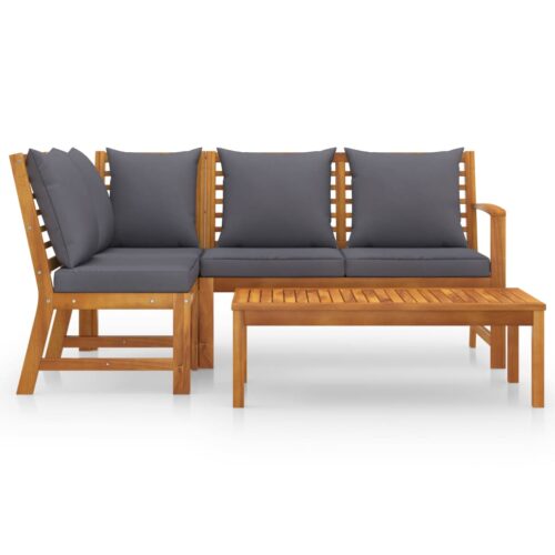 4-Piece Garden Lounge Set with Cushion Acacia Wood Timber Outdoor Patio Furniture - Image 3
