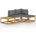4-Piece Garden Lounge Set with Cushion Acacia Wood Timber Outdoor Patio Furniture