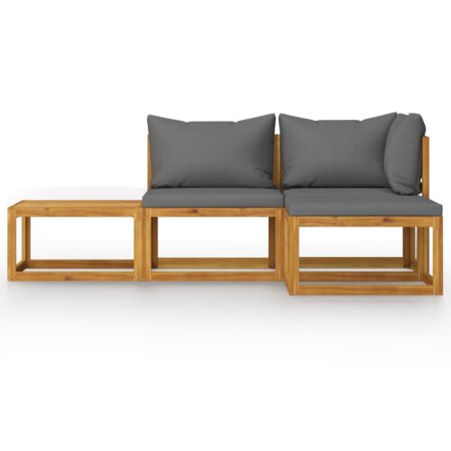 4-Piece Garden Lounge Set with Cushion Acacia Wood Timber Outdoor Patio Furniture - Image 3