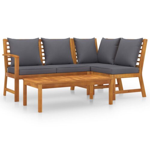 4-Piece Garden Lounge Set with Cushion Acacia Wood Timber Outdoor Patio Furniture