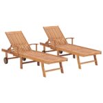 Sun Loungers 2pcs Solid Teak Wood
