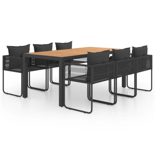 7-Piece Garden Dining Set PVC Rattan Wicker Outdoor Patio Furniture Black Brown