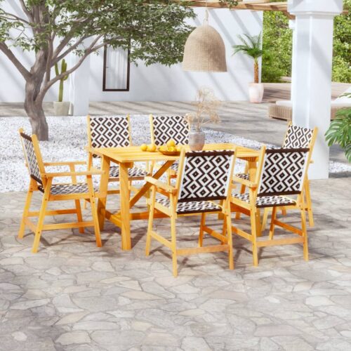 7-Piece Garden Dining Set Wood Timber Outdoor Patio Furniture Acacia - Image 2