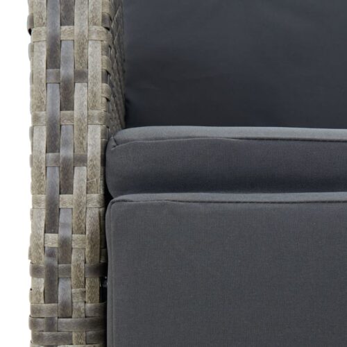 5-Piece Garden Dining Set with Cushions Grey Poly Rattan Wicker Outdoor Patio Furniture - Image 6