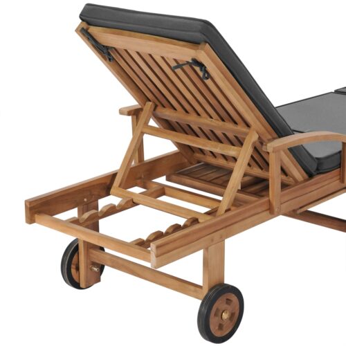 Sun Loungers with Cushions 2pcs Solid Teak Wood Dark Grey - Image 9