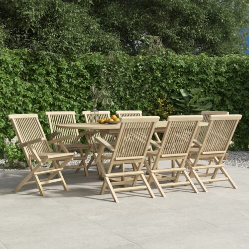 Folding Garden Chairs 8pcs Grey 56x61x89cm Solid Wood Teak - Image 6