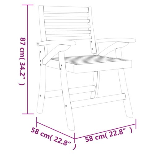 Garden Chairs 8pcs 58x58x87cm Solid Wood Acacia - Image 5