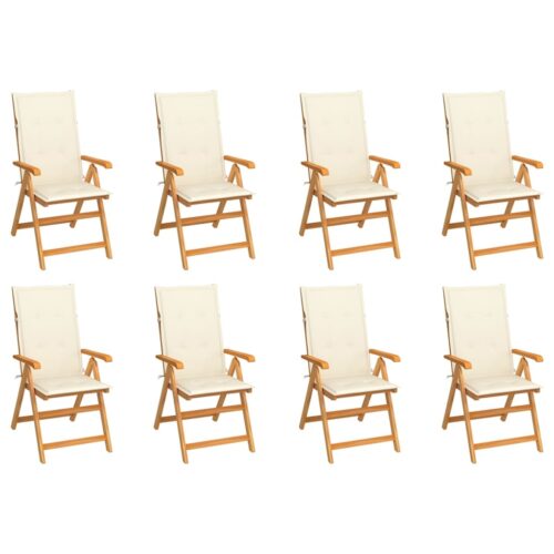 Reclining Garden Chairs with Cushions 8pcs Solid Teak Wood