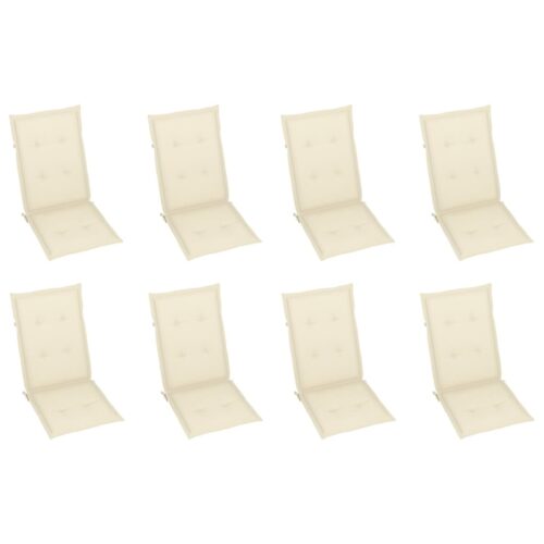 Reclining Garden Chairs with Cushions 8pcs Solid Teak Wood - Image 6
