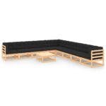 10-Piece Garden Lounge Set with Anthracite Cushions Pine Wood Outdoor Patio Furniture