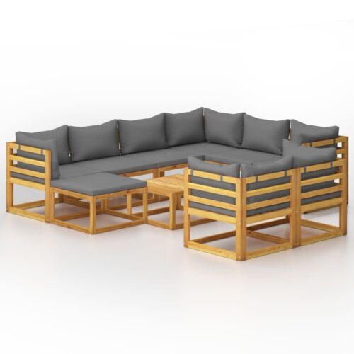 10-Piece Garden Lounge Set with Cushion Acacia Wood Timber Outdoor Patio Furniture