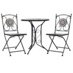 3-Piece Mosaic Bistro Set Ceramic Tile Grey