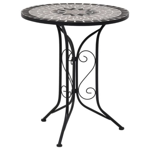 3-Piece Mosaic Bistro Set Ceramic Tile Grey - Image 2