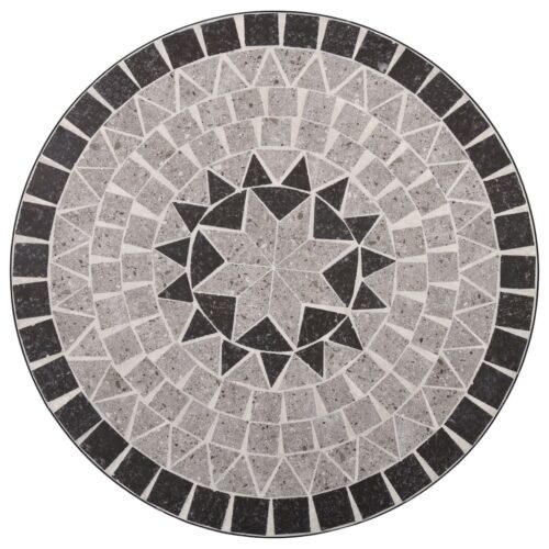 3-Piece Mosaic Bistro Set Ceramic Tile Grey - Image 5