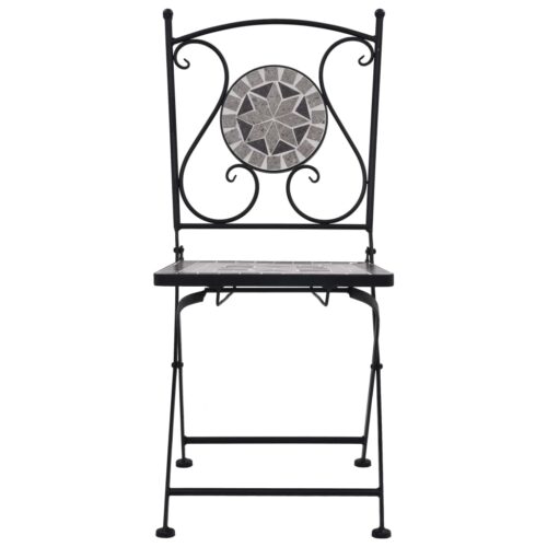 3-Piece Mosaic Bistro Set Ceramic Tile Grey - Image 8