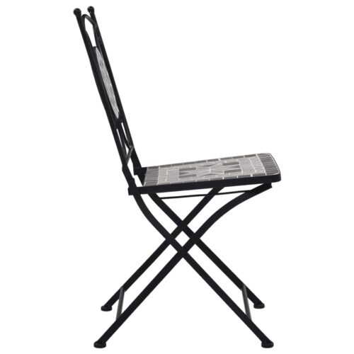 3-Piece Mosaic Bistro Set Ceramic Tile Grey - Image 11