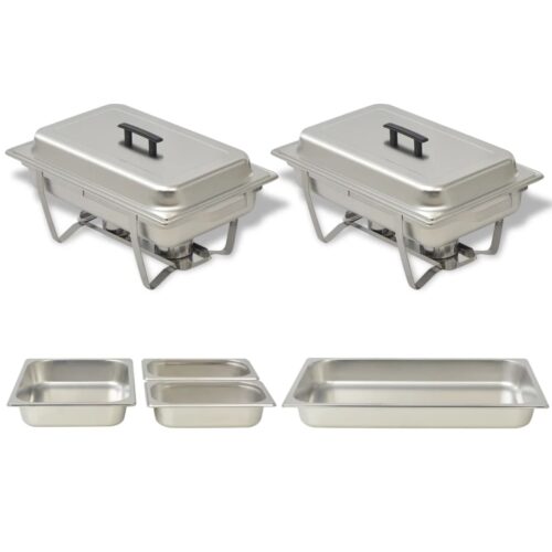 2-Piece Chafing Dish Bain Marie Set Stainless Steel Buffet Food Warmer