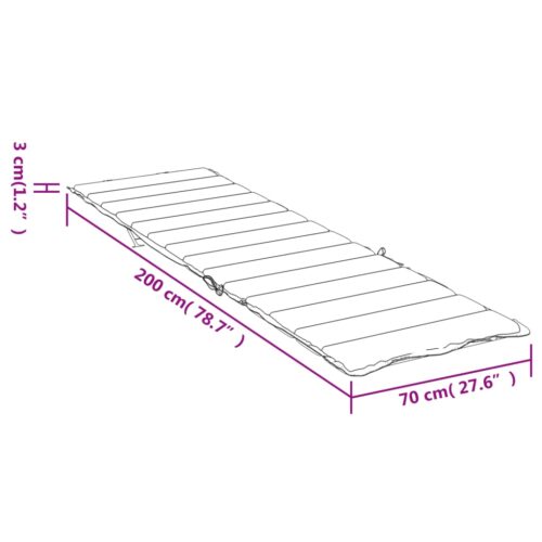 Sun Lounger Cushion Grey 200x70x3cm Oxford Fabric - Image 9