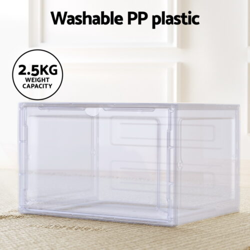 Artiss Shoe Box Rack DIY Set of 2 Stackable Magnetic Door - Image 6