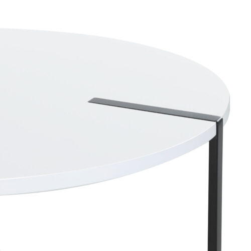 Artiss Coffee Table Side Table Round White Cedric - Image 3