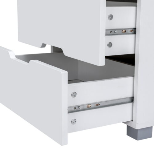 Artiss Smart Bedside Table 3 Drawers with Wireless Charging Ports LED White ADAD - Image 5