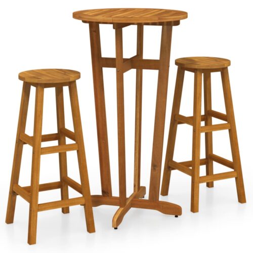 3-Piece Bar Set Wood Timber Outdoor Patio Furniture Acacia