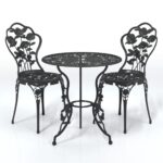 3-Piece Bistro Set Cast Aluminium Black