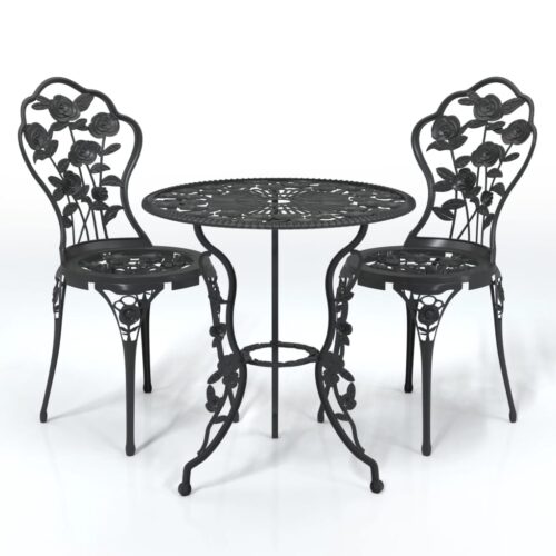 3-Piece Bistro Set Cast Aluminium Black