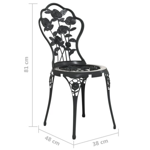 3-Piece Bistro Set Cast Aluminium Black - Image 9