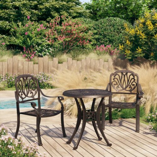 3-Piece Bistro Set Cast Aluminium Bronze - Image 2