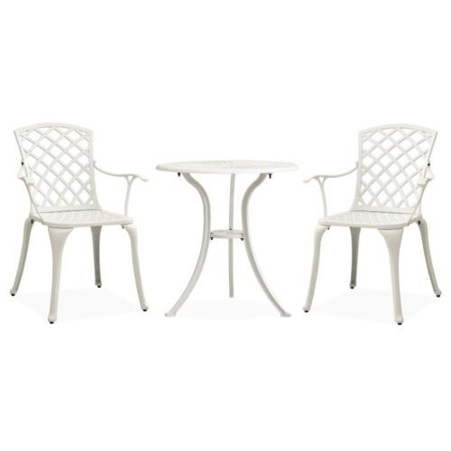 3-Piece Bistro Set Cast Aluminium White