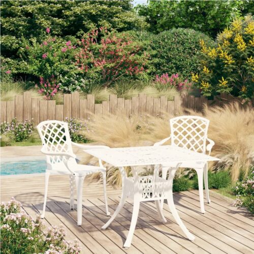3-Piece Bistro Set Cast Aluminium White - Image 2