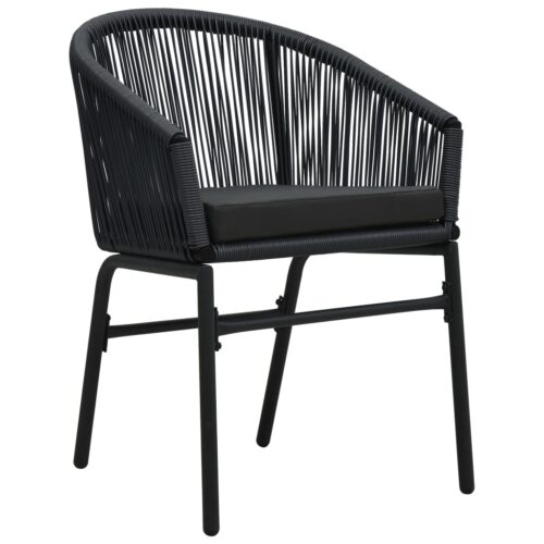 3-Piece Bistro Set with Cushions PE Rattan Black Outdoor Garden Patio Dining Lounge Furniture - Image 5