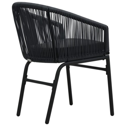 3-Piece Bistro Set with Cushions PE Rattan Black Outdoor Garden Patio Dining Lounge Furniture - Image 8