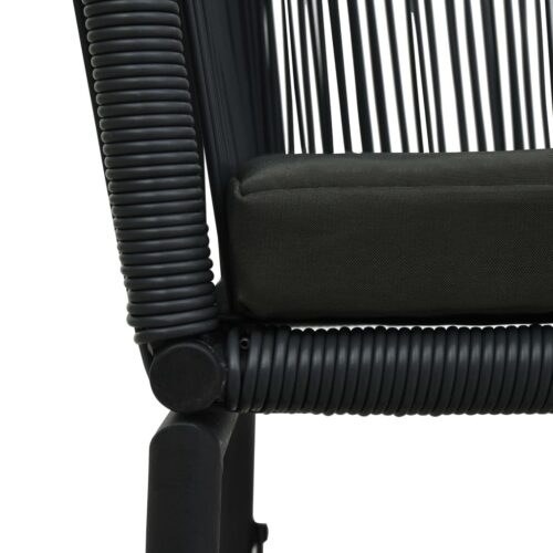 3-Piece Bistro Set with Cushions PE Rattan Black Outdoor Garden Patio Dining Lounge Furniture - Image 10