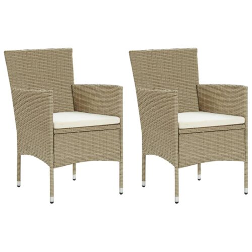 3-Piece Outdoor Dining Set Garden Patio Bistro Chairs Seat Table Furniture Beige - Image 2