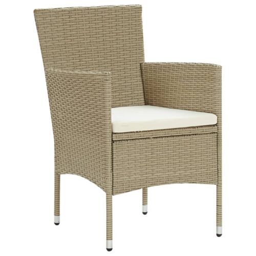 3-Piece Outdoor Dining Set Garden Patio Bistro Chairs Seat Table Furniture Beige - Image 3