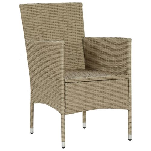 3-Piece Outdoor Dining Set Garden Patio Bistro Chairs Seat Table Furniture Beige - Image 4